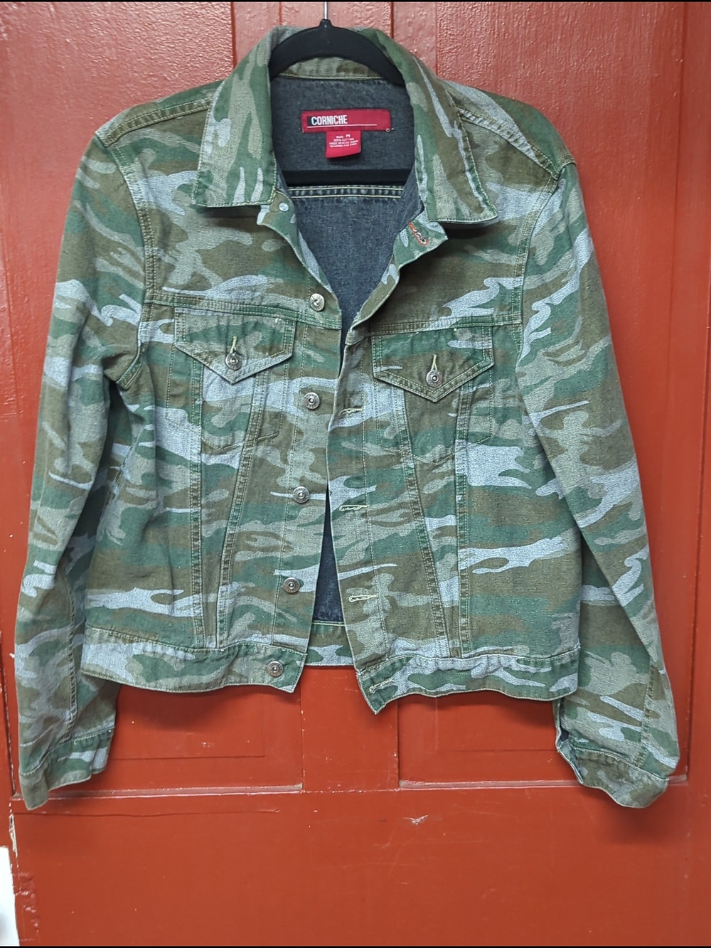 Vintage Corniche Camo Denim Jacket - Green Camouflage